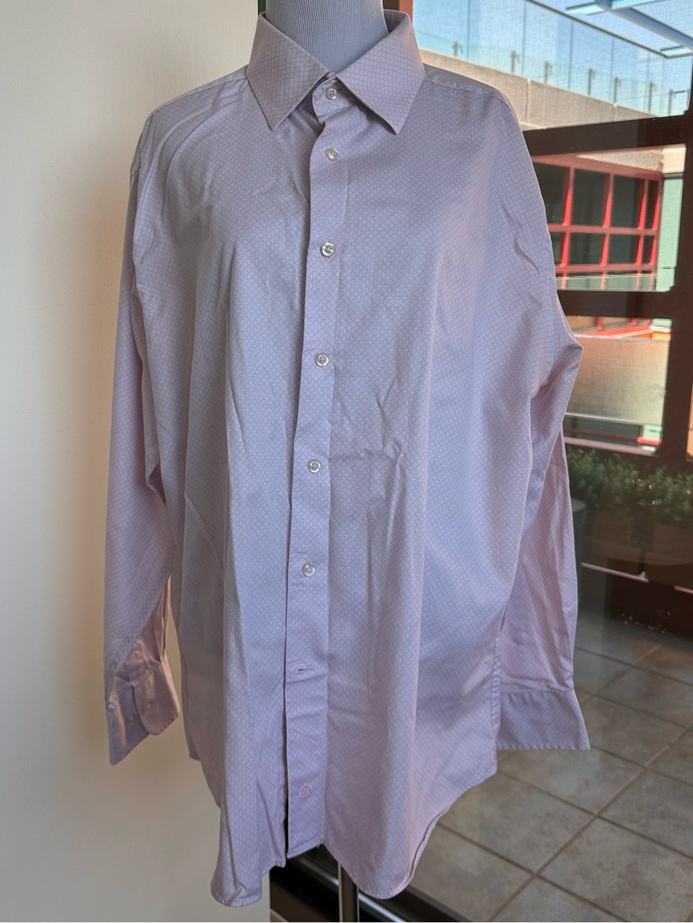 David Donahue Men's Light Pink Dress Shirt with Subtle Micro-Pattern